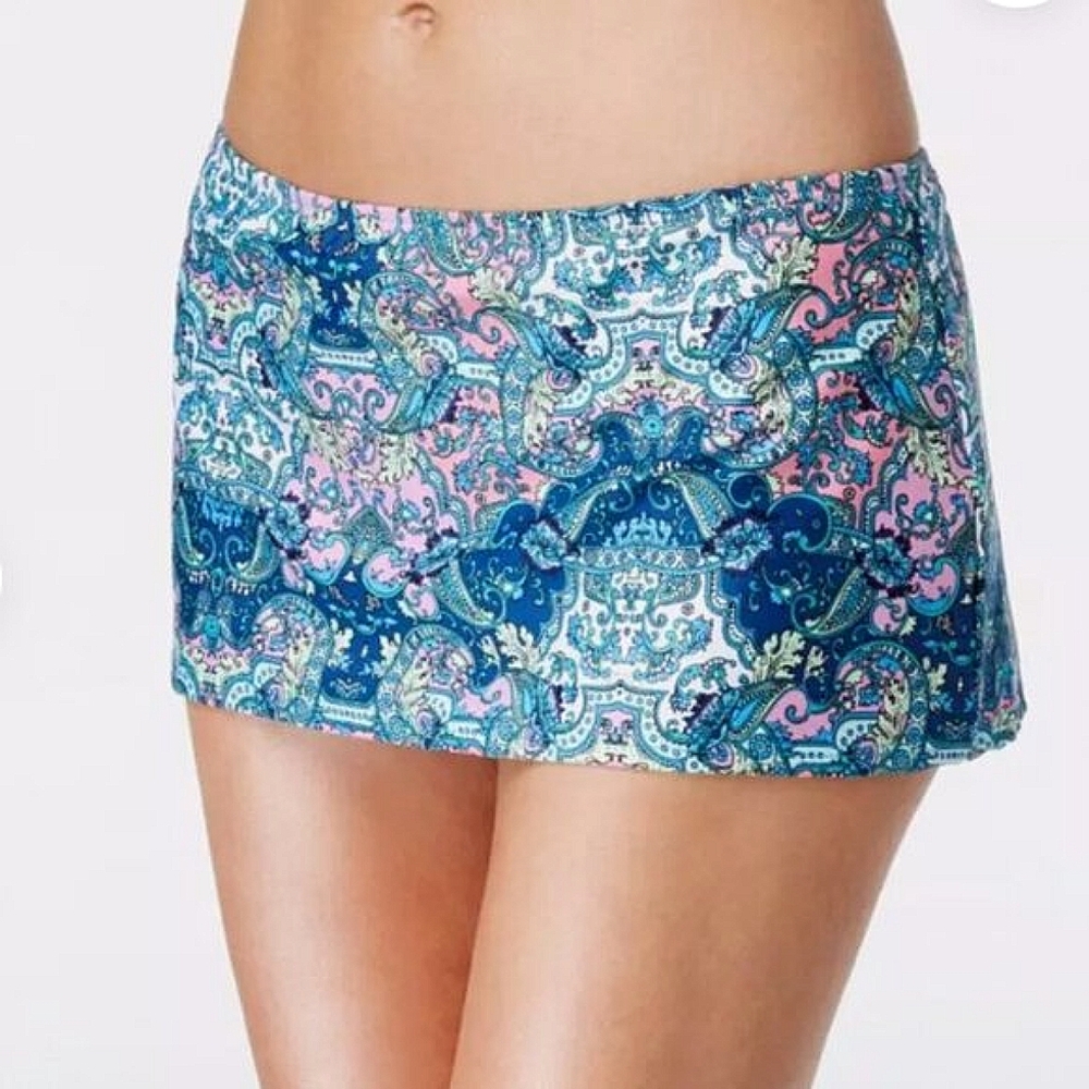 KENNETH COLE Reaction | Paisley Print Swim Skirt Blue Green Pink | XL NWOT